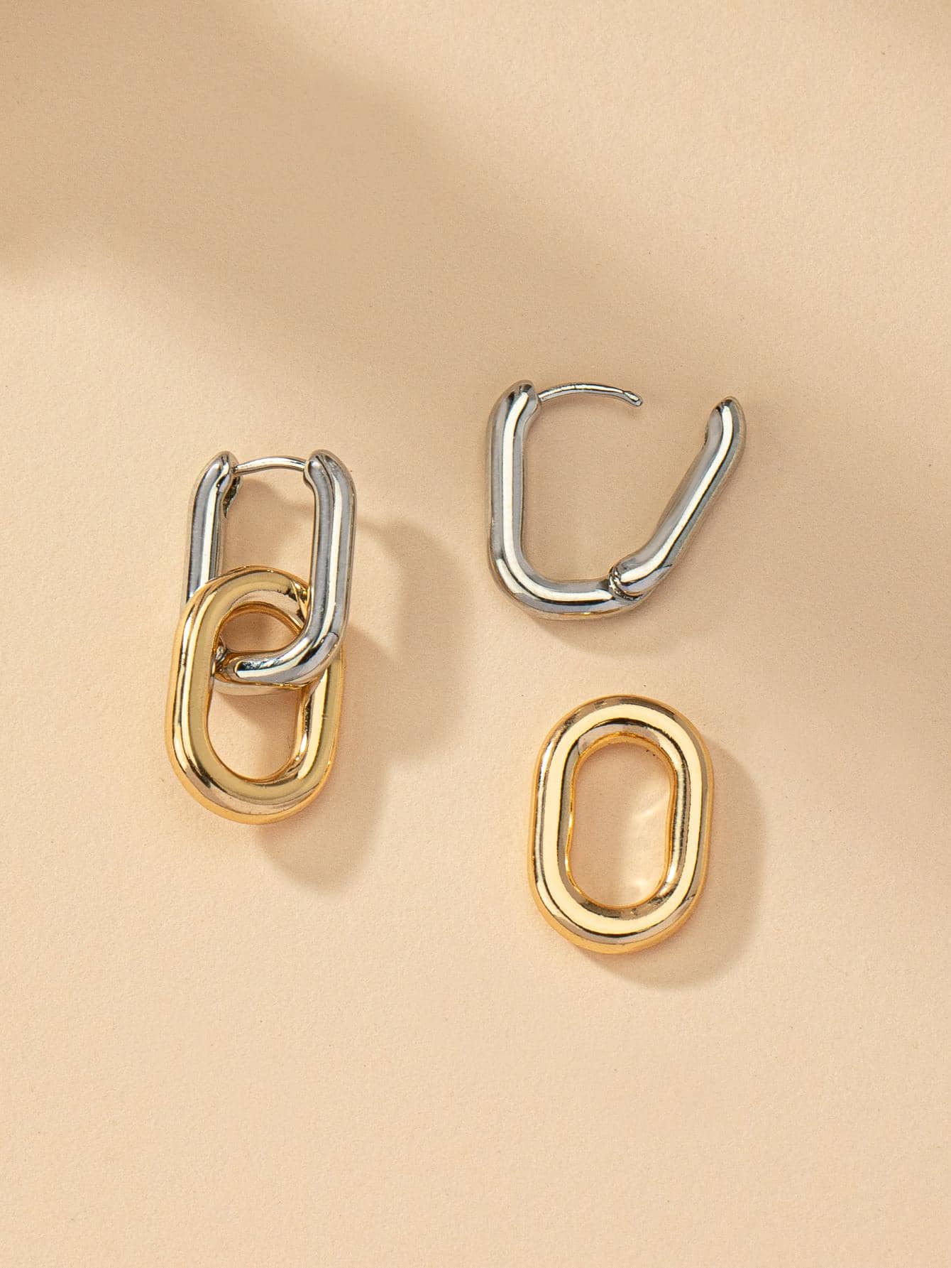 Two Tone Chunky Chain Drop Earrings