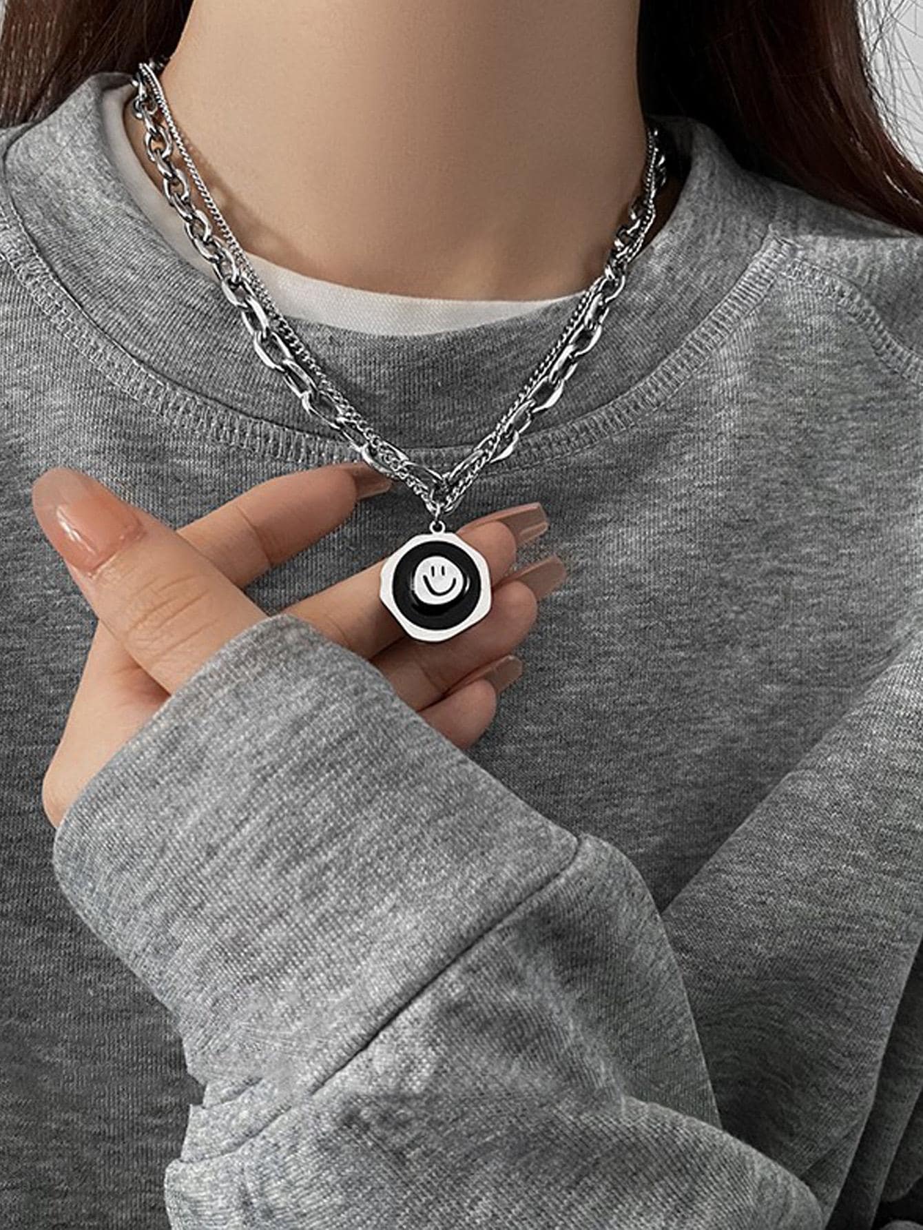 Smiley Charm Layered Necklace