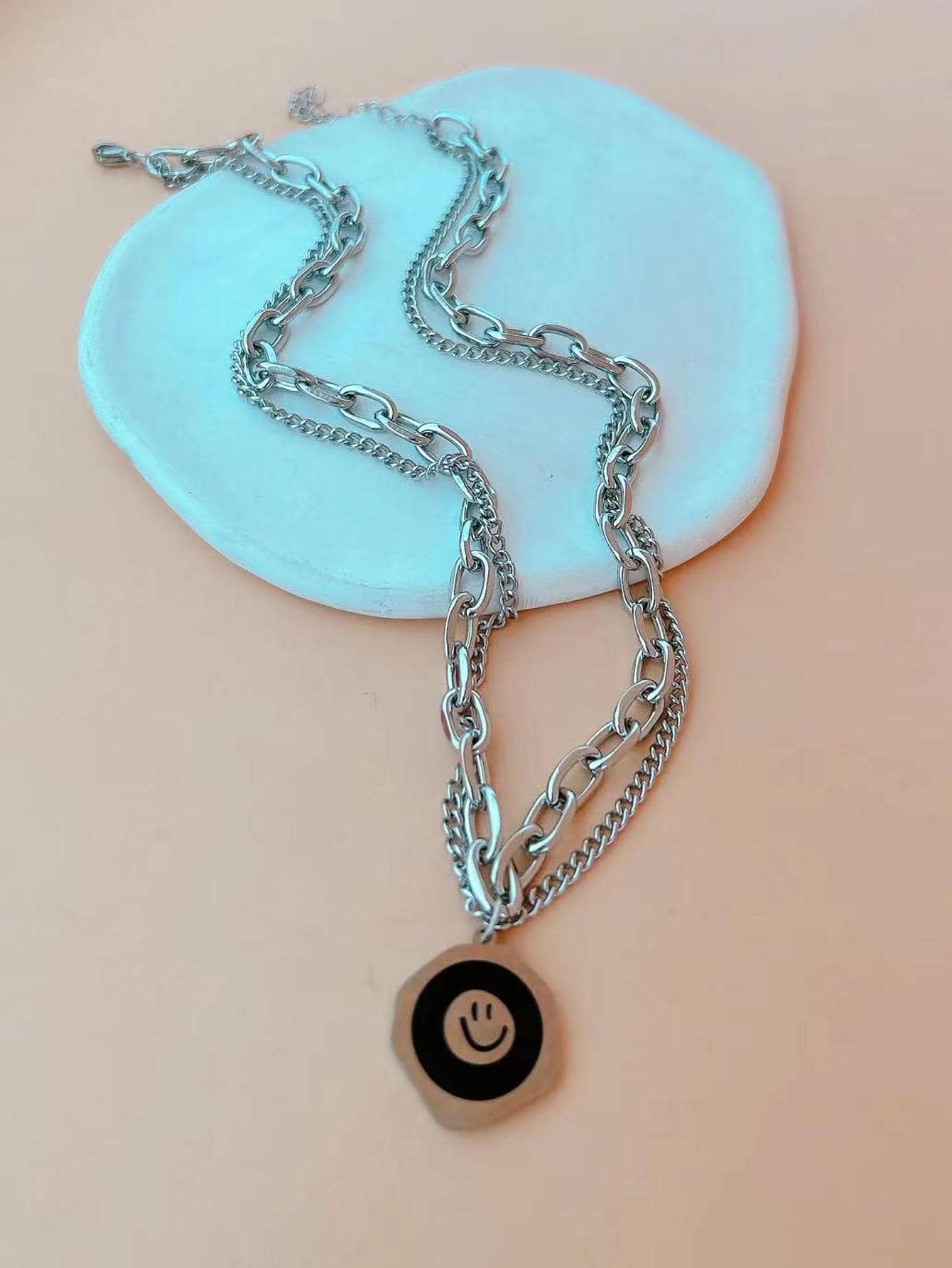 Smiley Charm Layered Necklace