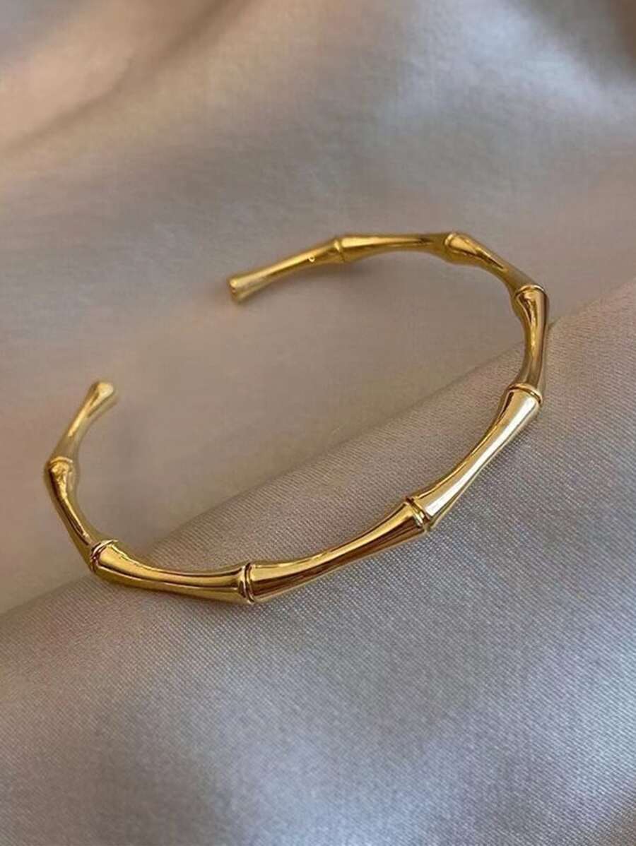 Retro Bamboo Bangle Bracelet – 18K Gold Plated