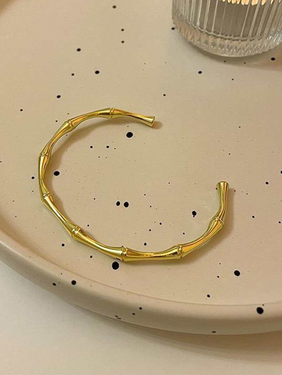 Retro Bamboo Bangle Bracelet – 18K Gold Plated