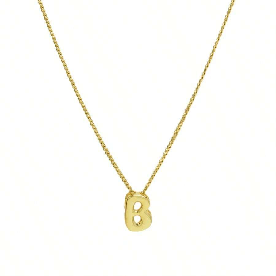 Mini Bubble Balloon Initial Letter Pendant Necklace – Personalized 18K Gold Plated Charm Jewelry for Women