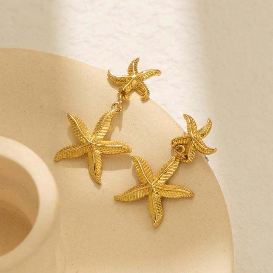 Starfish & Conch Shell Drop Earrings