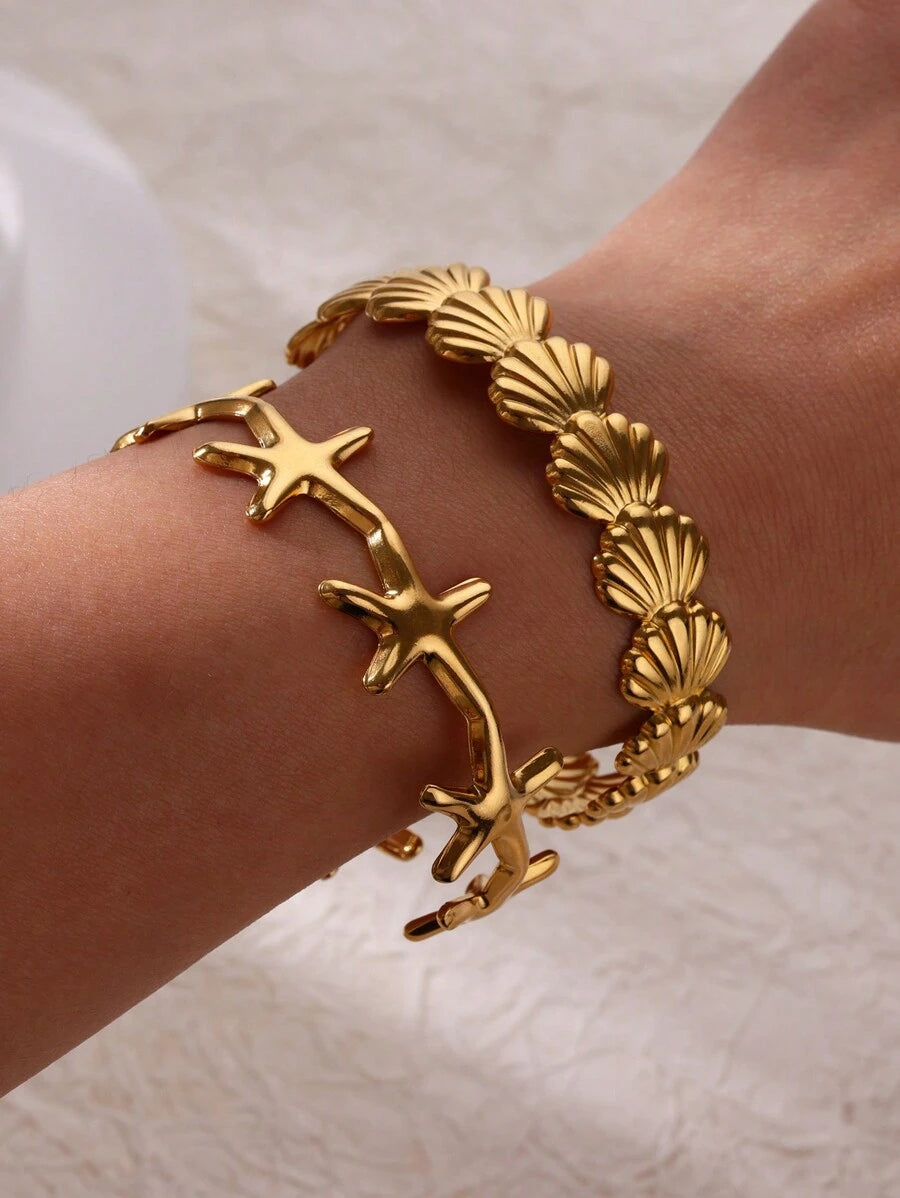 Starfish & Seashell Cuff Bangle