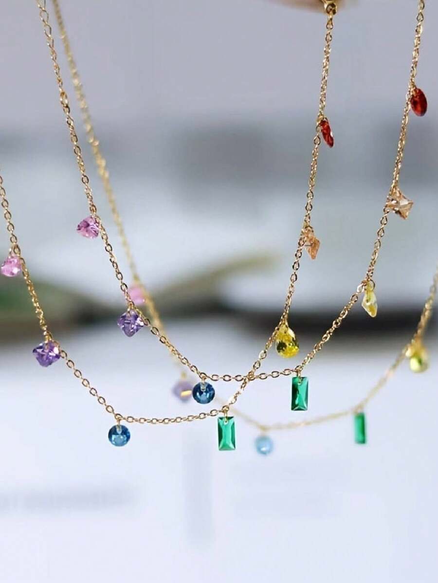 Rainbow Dream Pendant Necklace – 18K Gold Plated French Romance for Gen Z