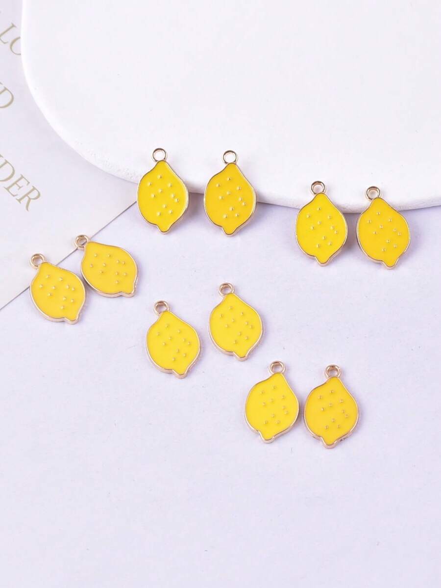 Zesty Lemon Charm Set – 10-Piece DIY Gold-Plated Pendant Pack