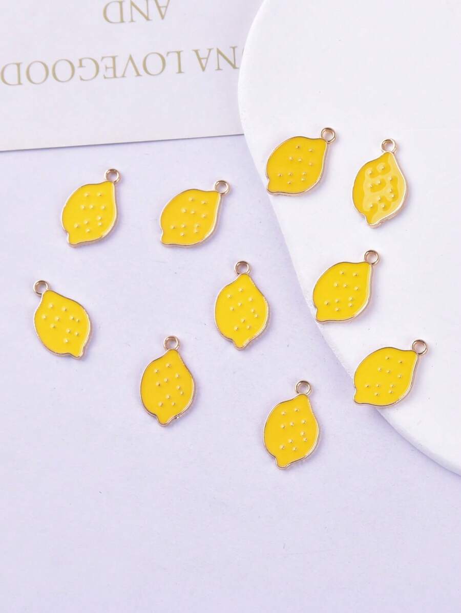 Zesty Lemon Charm Set – 10-Piece DIY Gold-Plated Pendant Pack