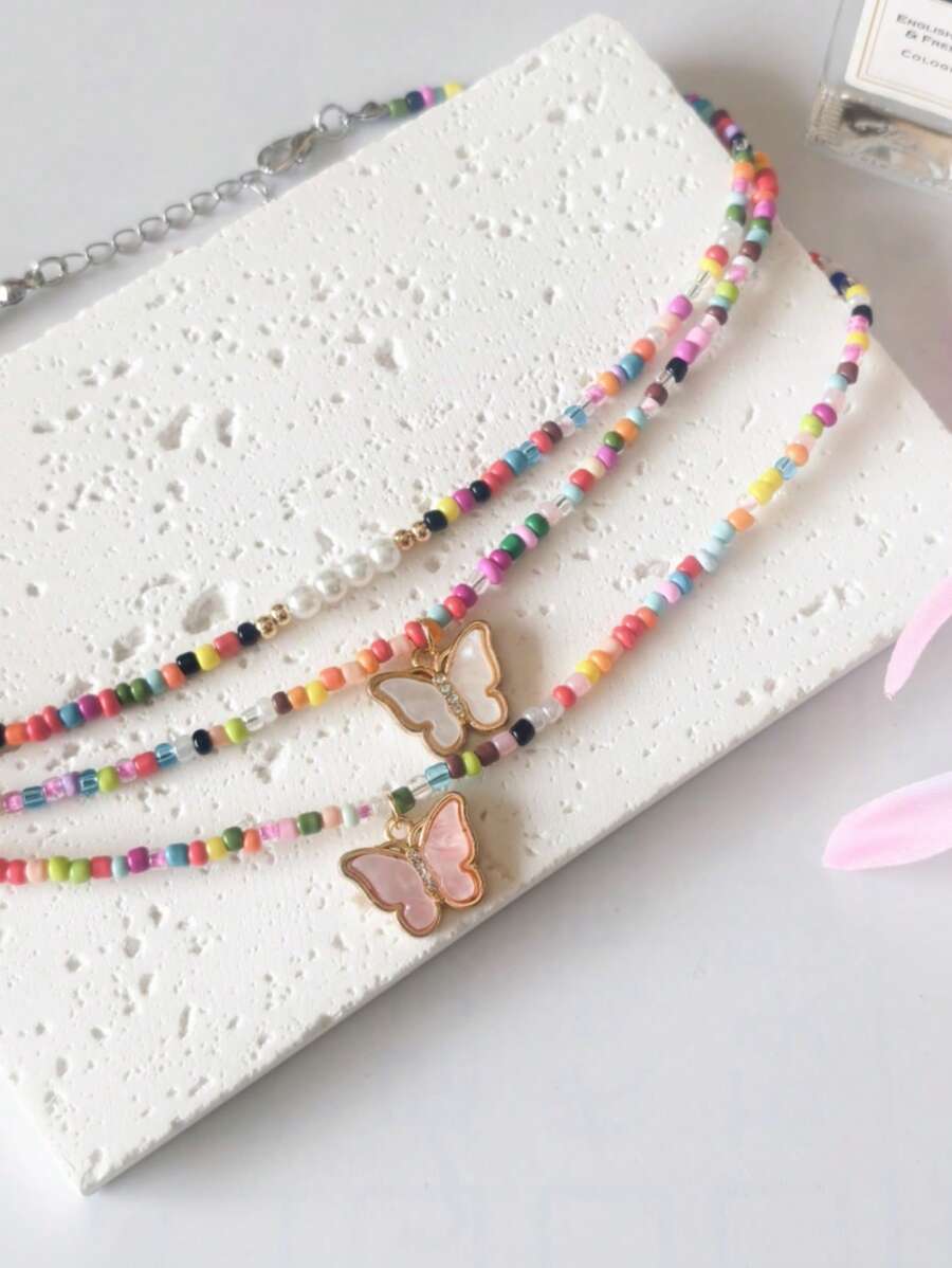 Smiley Bead Vibe Necklace – Beaded Layering with Y2K Joy