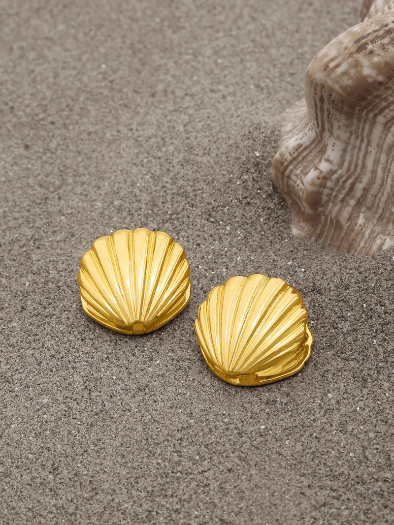 18k Gold-Plated Shell Stud Earrings