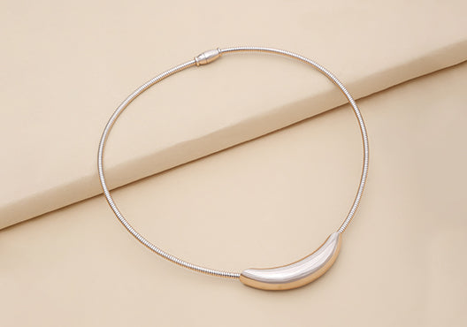 Exaggerated Curve Silver Tube Pendant