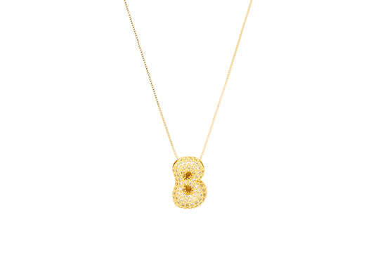 18k Gold-Plated Shiny Bubble Letter Pendant Necklace