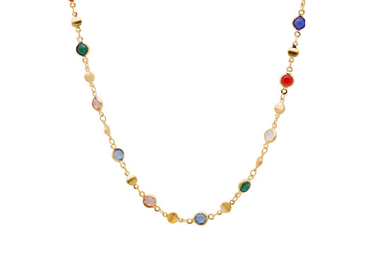 18k Gold-Plated Multicolor Necklace with Big Coloured Circles