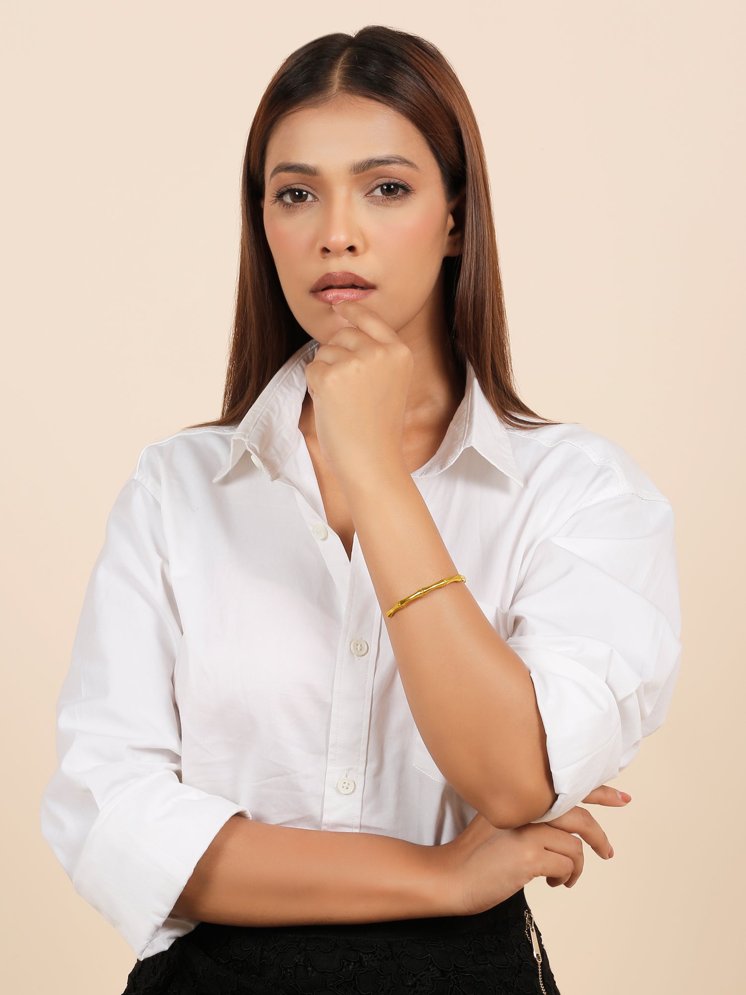 Retro Bamboo Bangle Bracelet – 18K Gold Plated