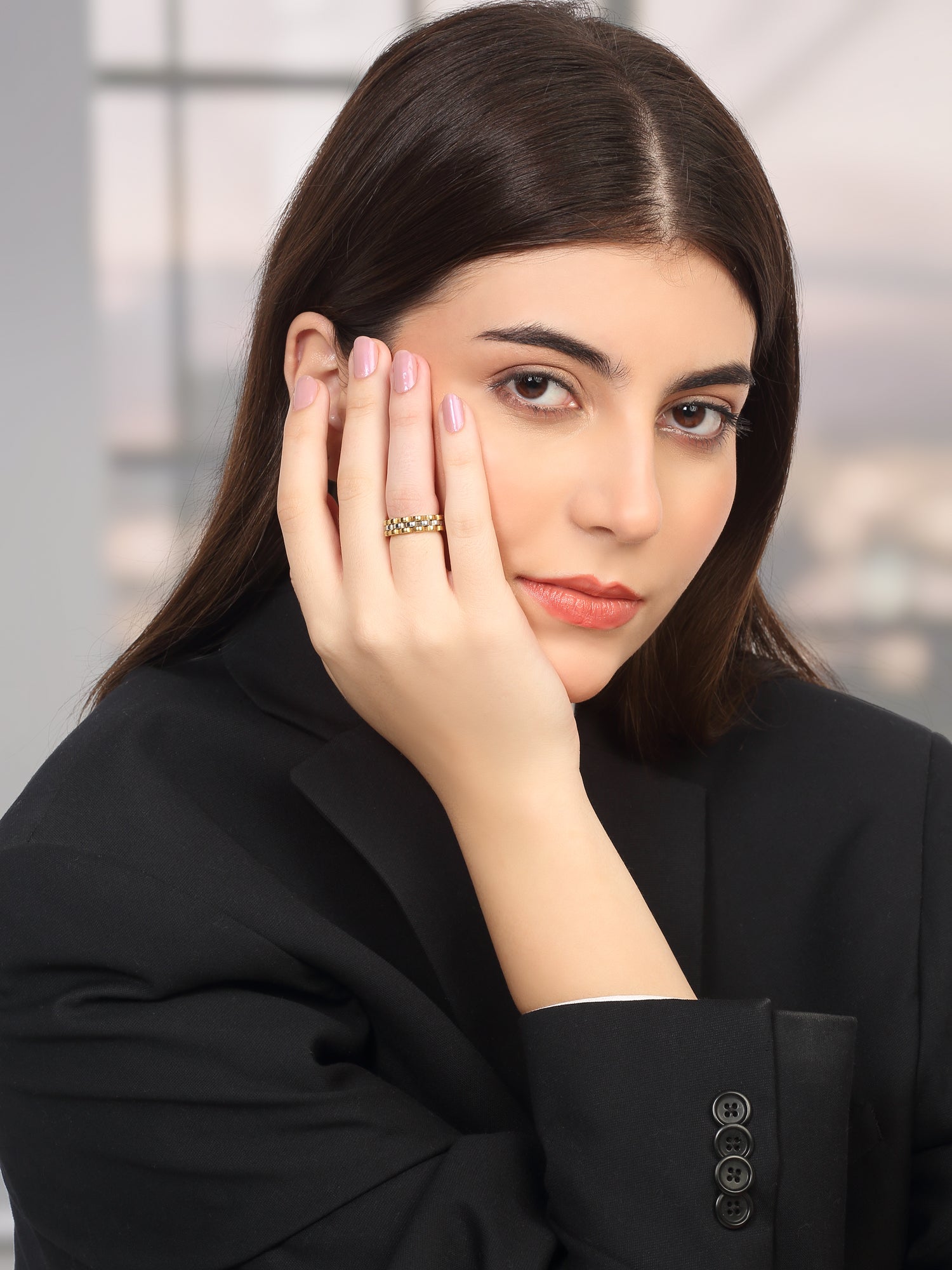 Two-Toned Double-Layered Formal Band Ring