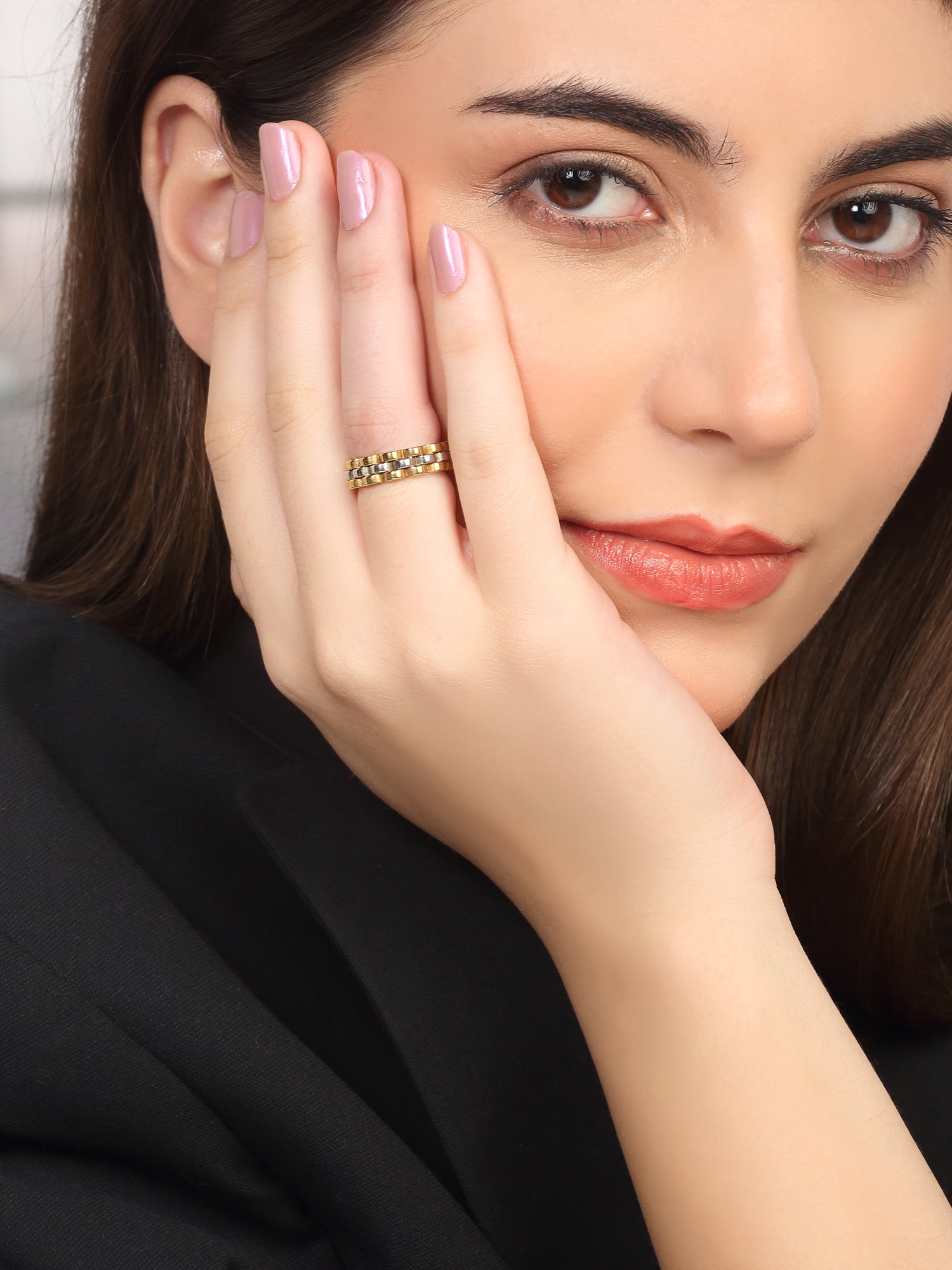 Two-Toned Double-Layered Formal Band Ring