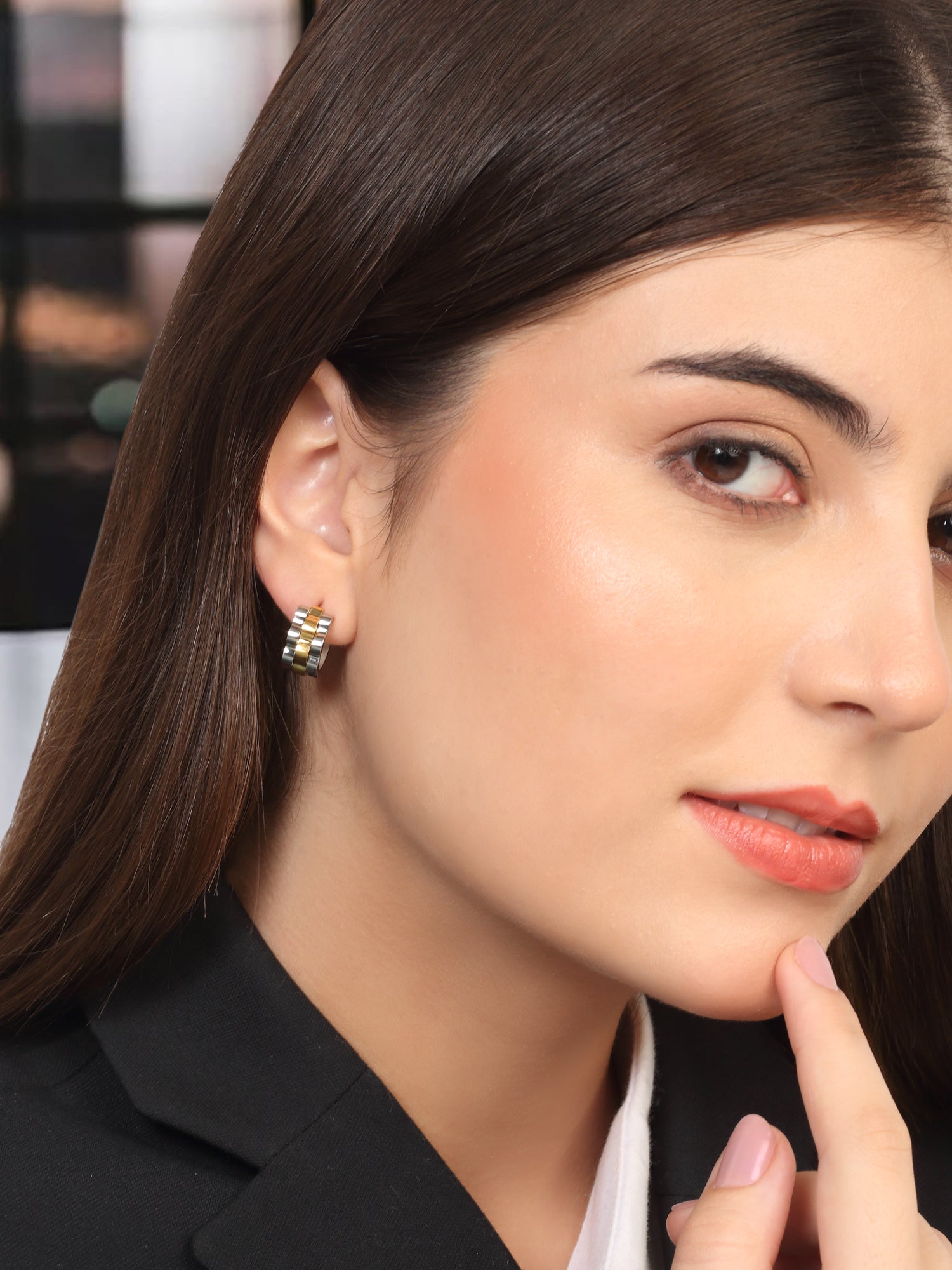 Two-Toned Classic Cuff Hoop Earrings