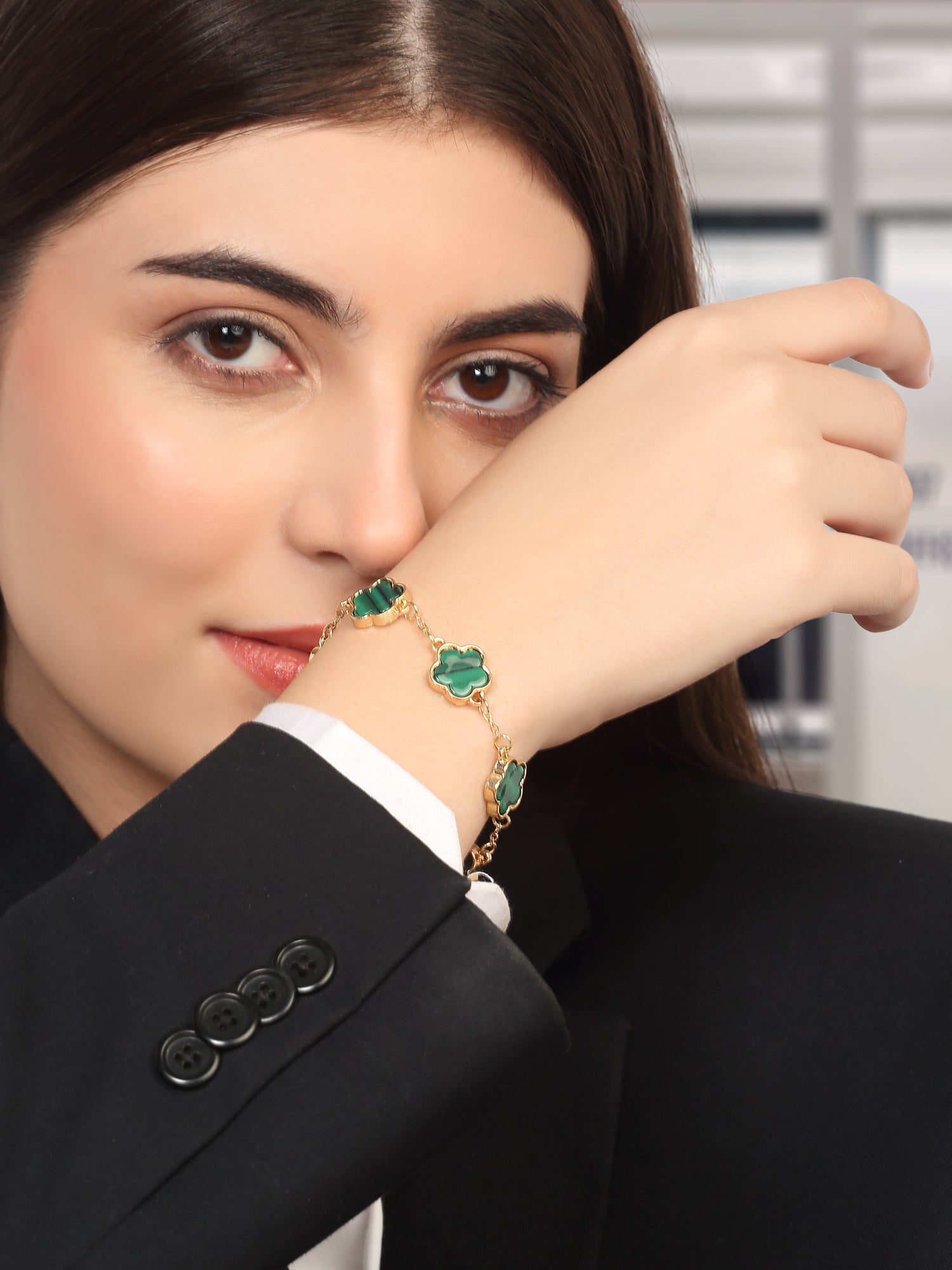 5 Leaf Clover Green Elegant Charm Bracelet