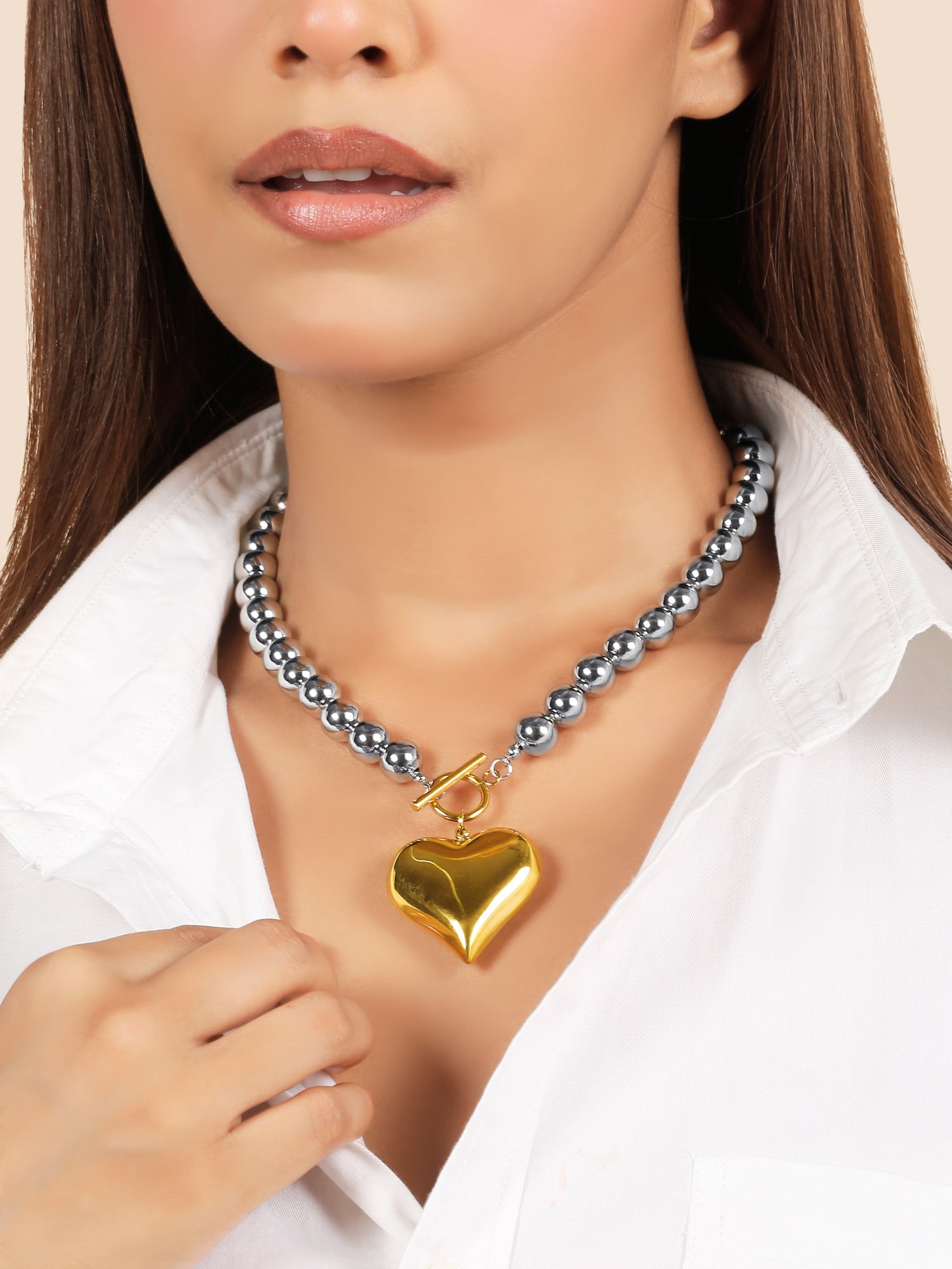 Uworld 1pc Vintage Classic 18K Gold-Plated Heart Chain Necklace
