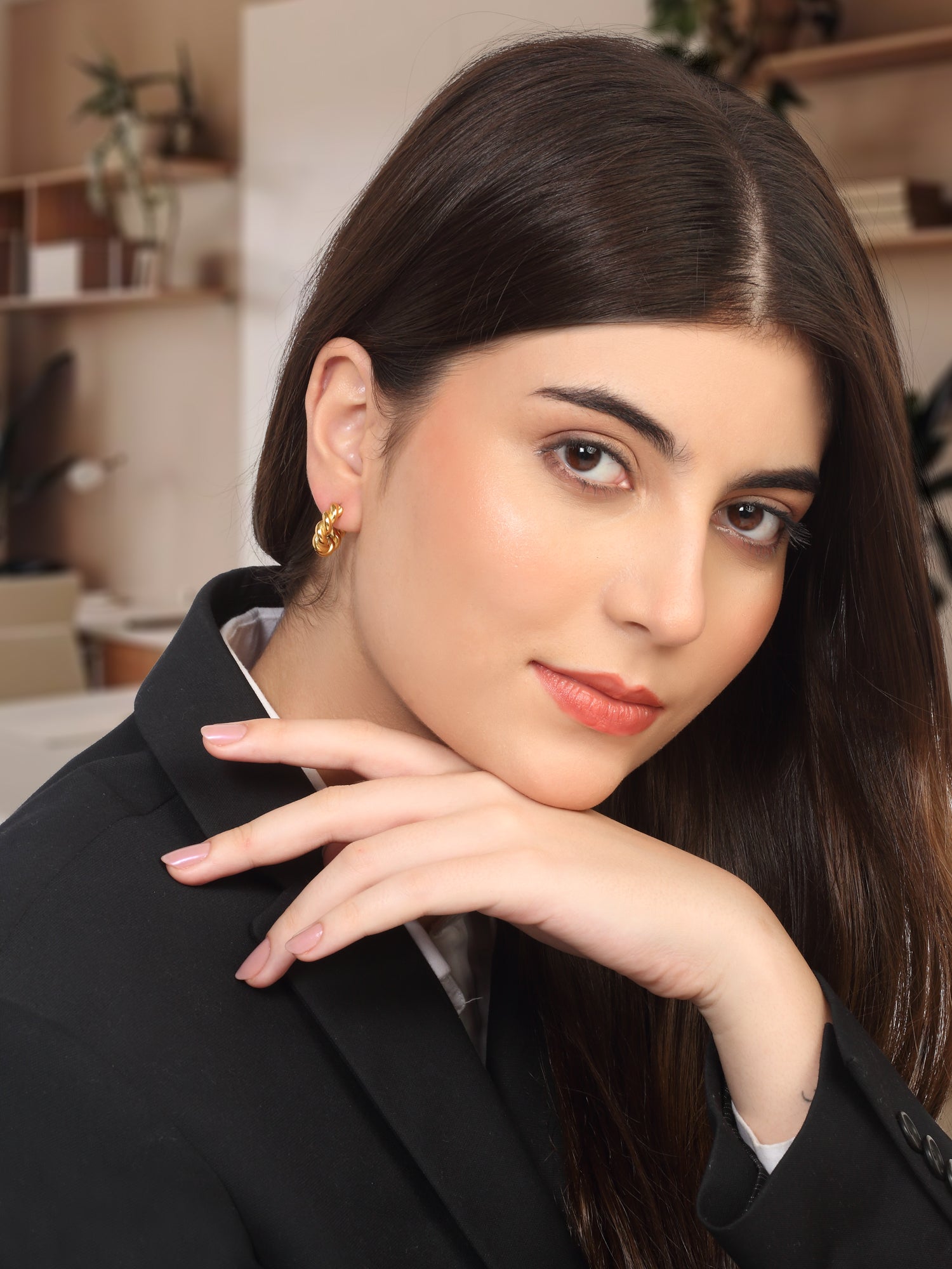 Gold Twist Cuffs Hoop Earrings