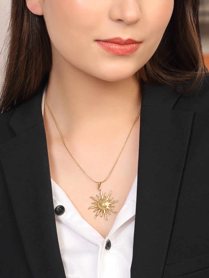 18k Gold Plated Sun Pendant Necklace