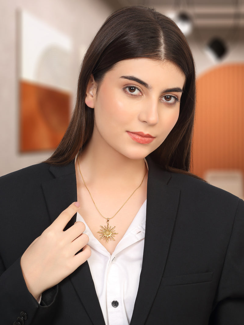 18k Gold Plated Sun Pendant Necklace