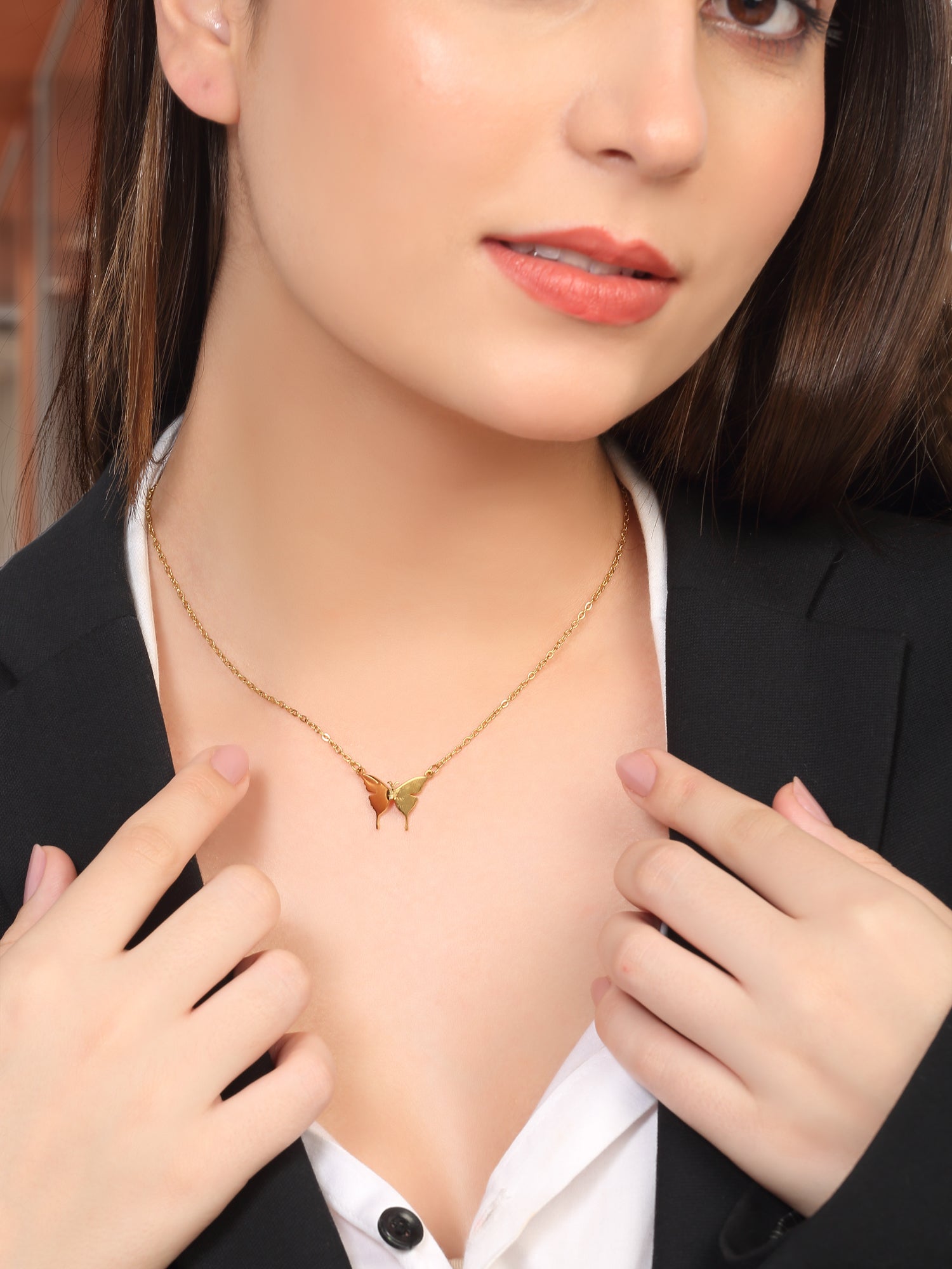 18k Gold Plated Customized Butterfly Pendant Necklace