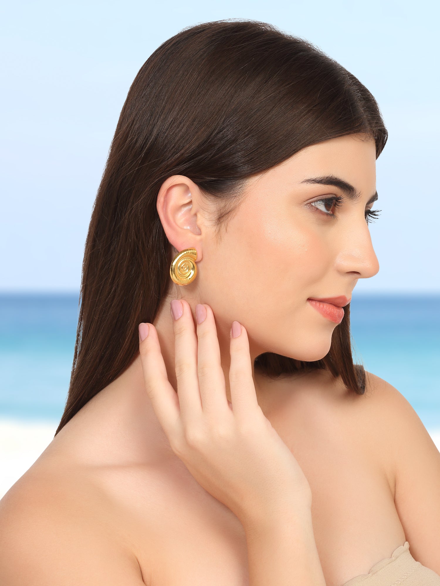 Spiral Gold Stud Earrings