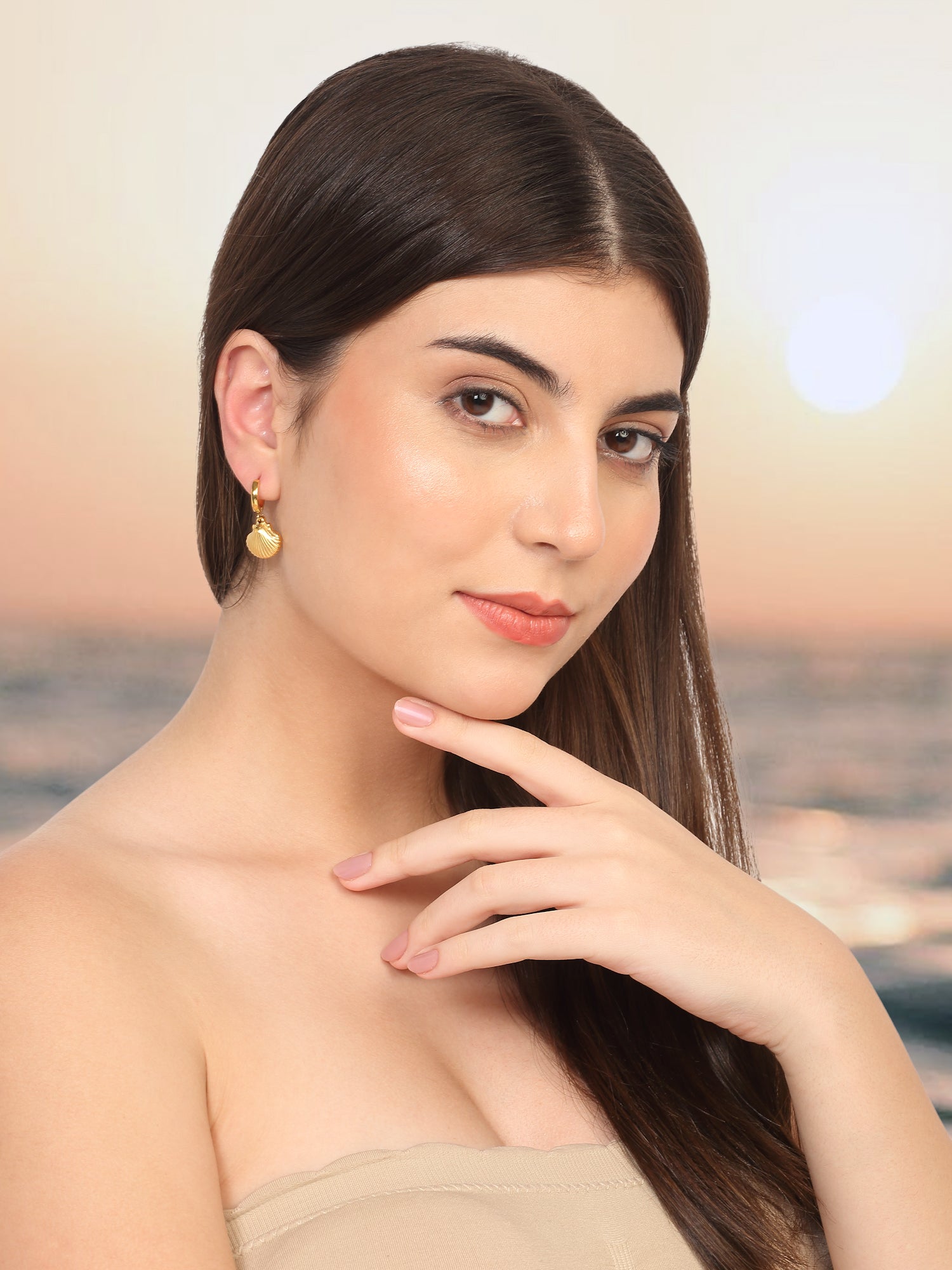 Shell Hoop Drop Earrings