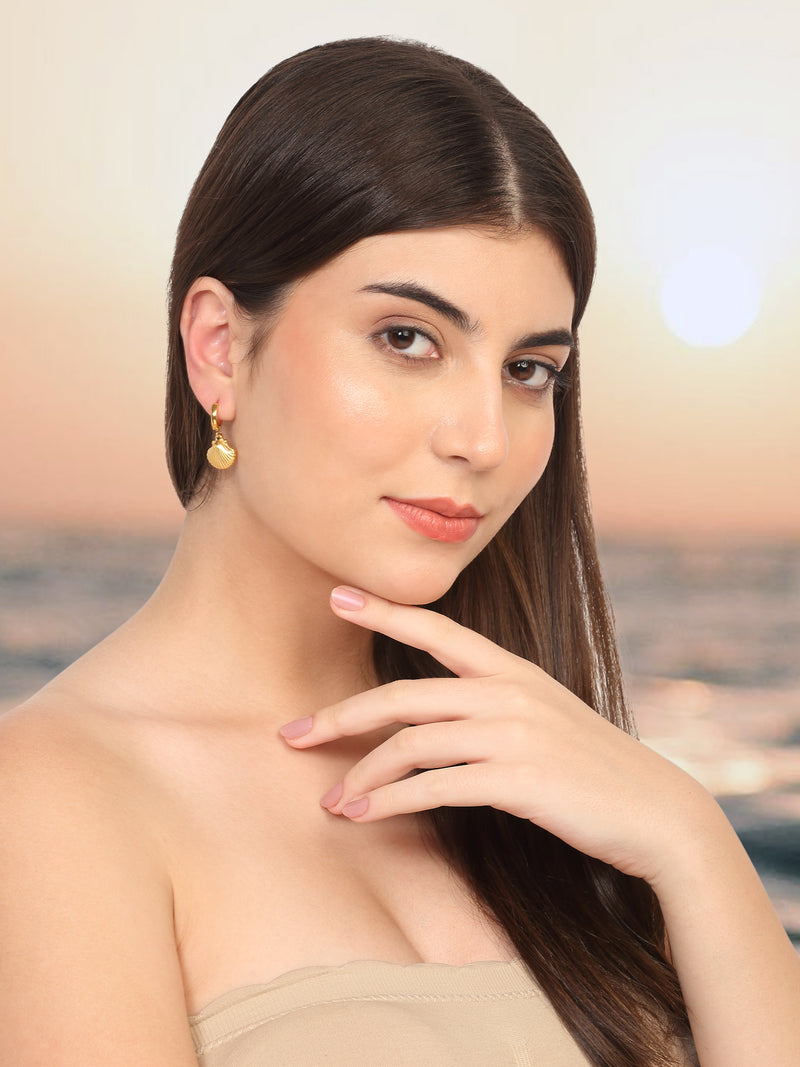 Shell Hoop Drop Earrings