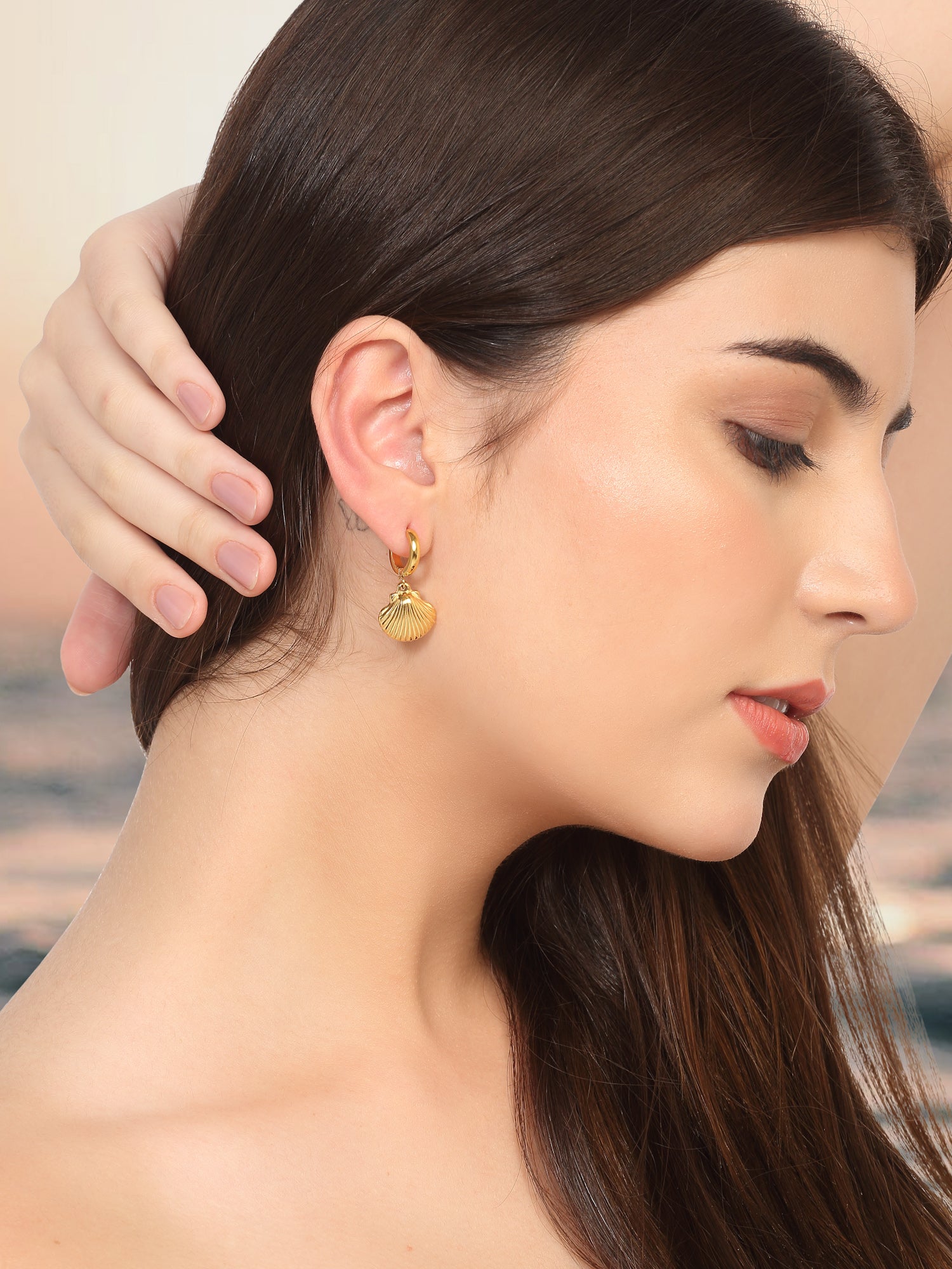 Shell Hoop Drop Earrings