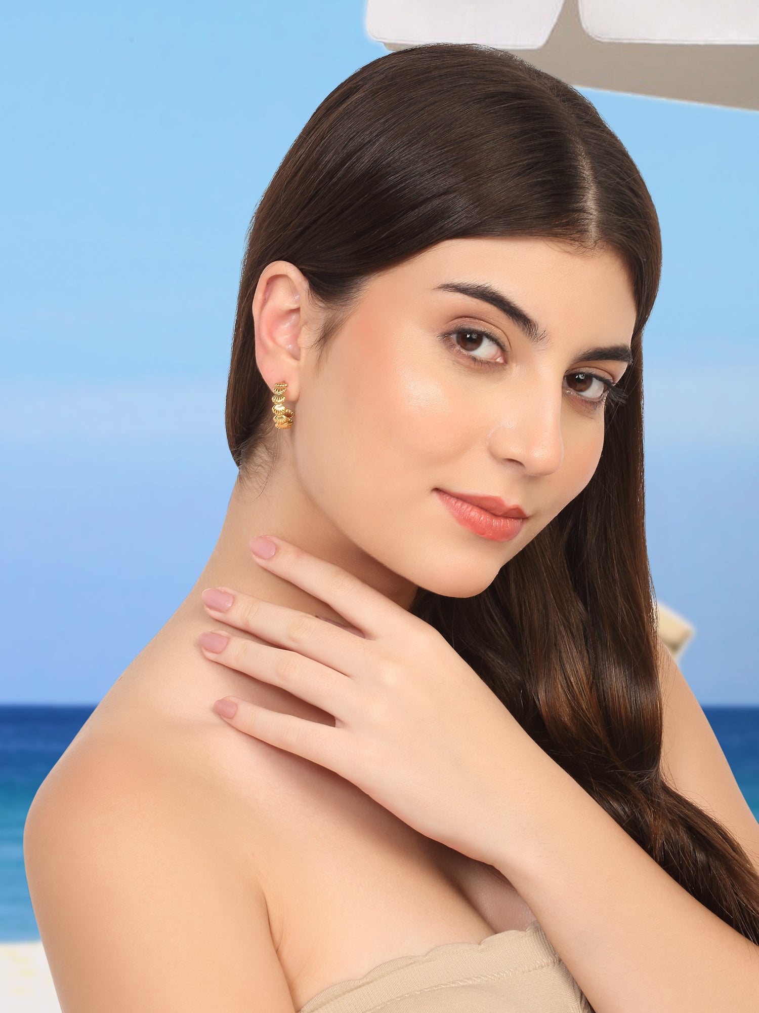 18k Gold Plated All Over Shell Stud Earrings