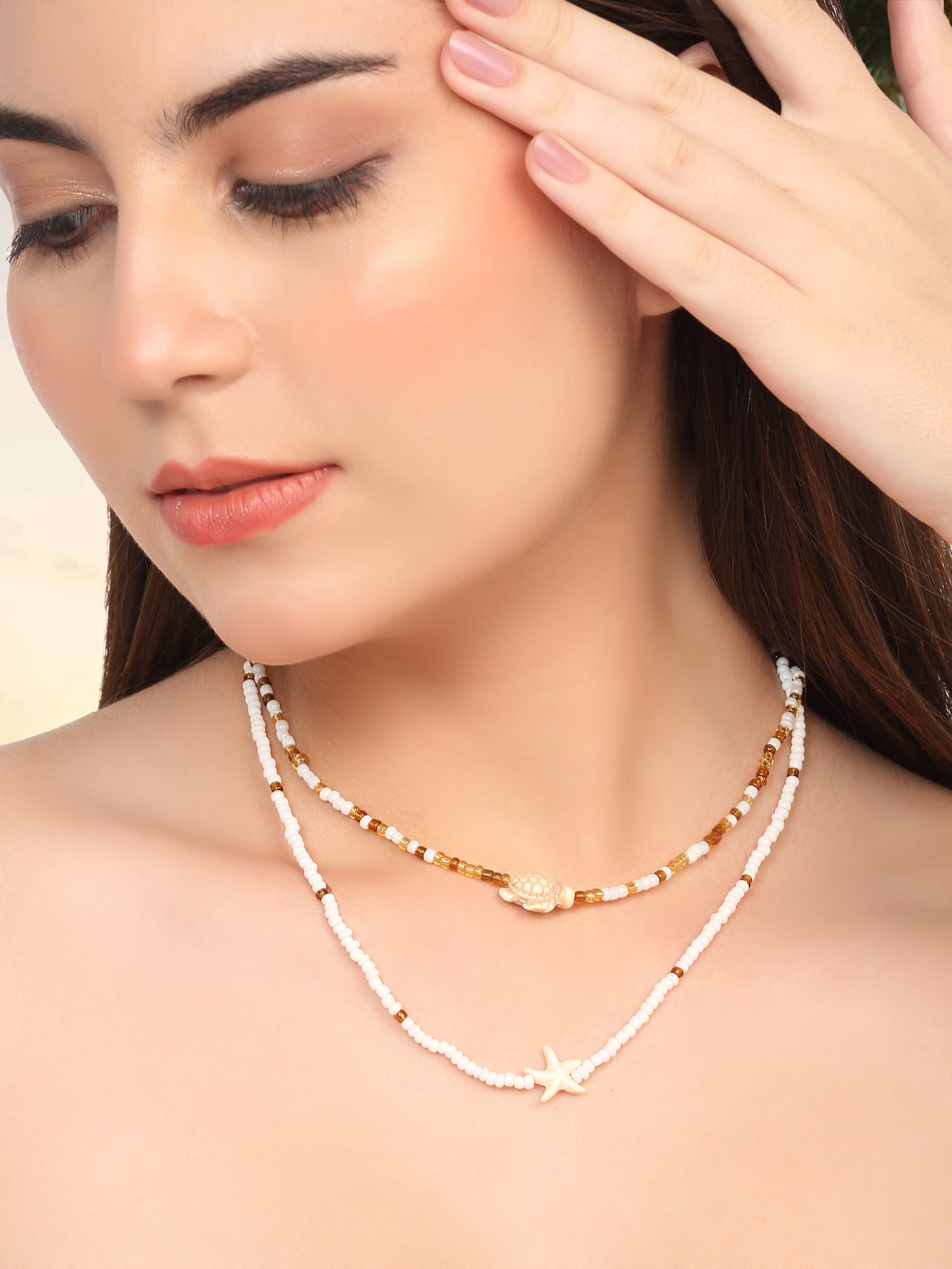 Vintage Starfish & Sea Turtle Beaded Choker Set