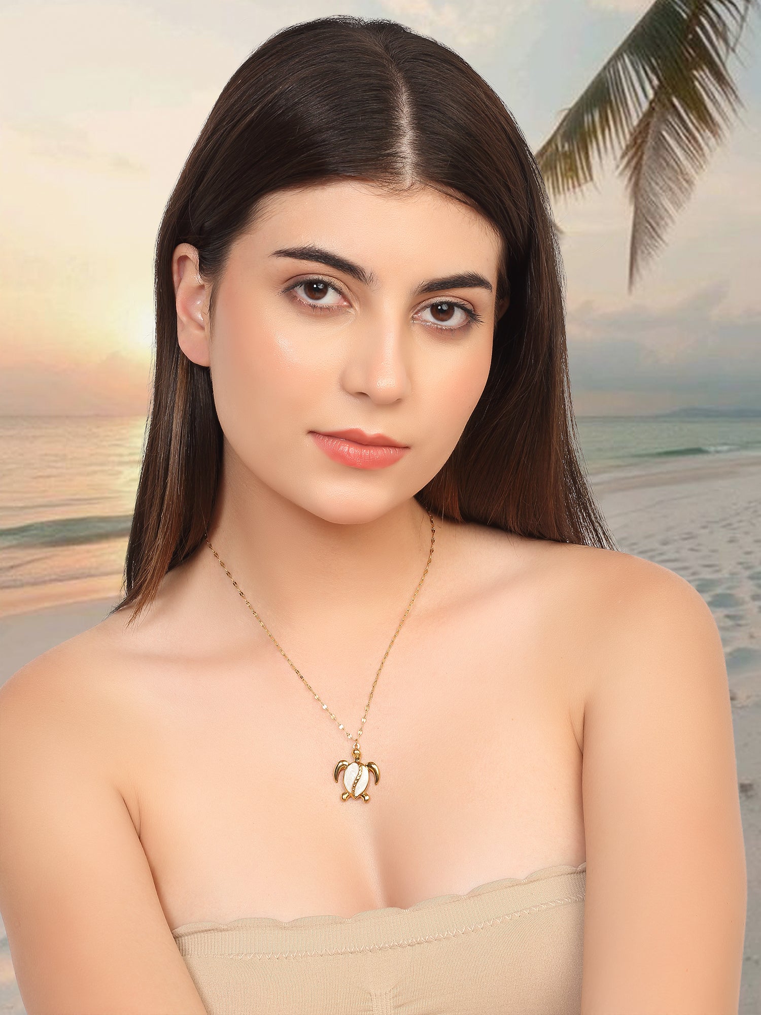 Dual Tone Gold-Plated Turtle Pendant Necklace