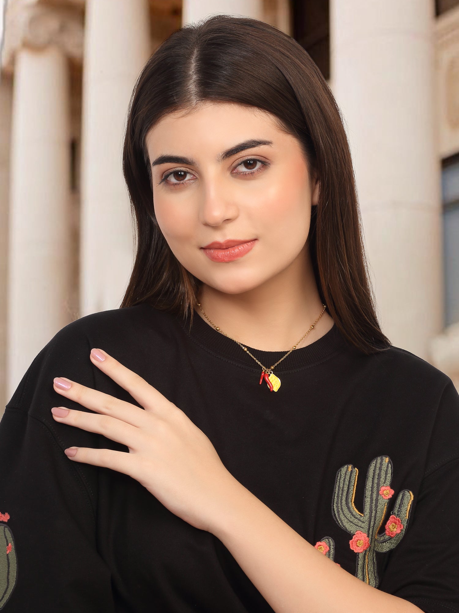 18k Gold-Plated Neembu Mirchi Pendant Necklace
