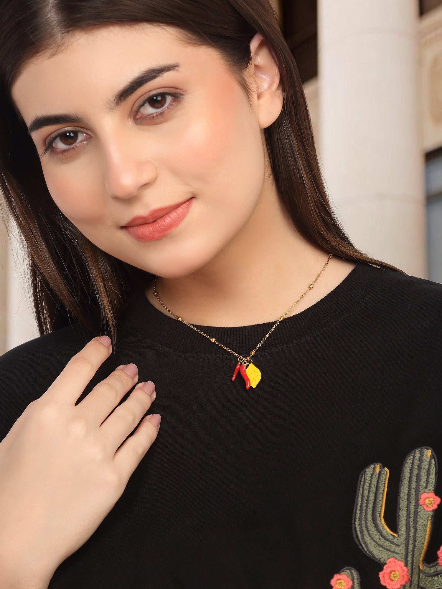 18k Gold-Plated Neembu Mirchi Pendant Necklace