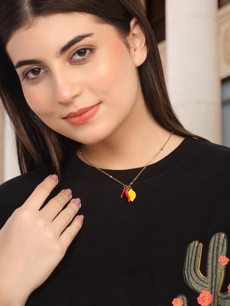 18k Gold-Plated Neembu Mirchi Pendant Necklace