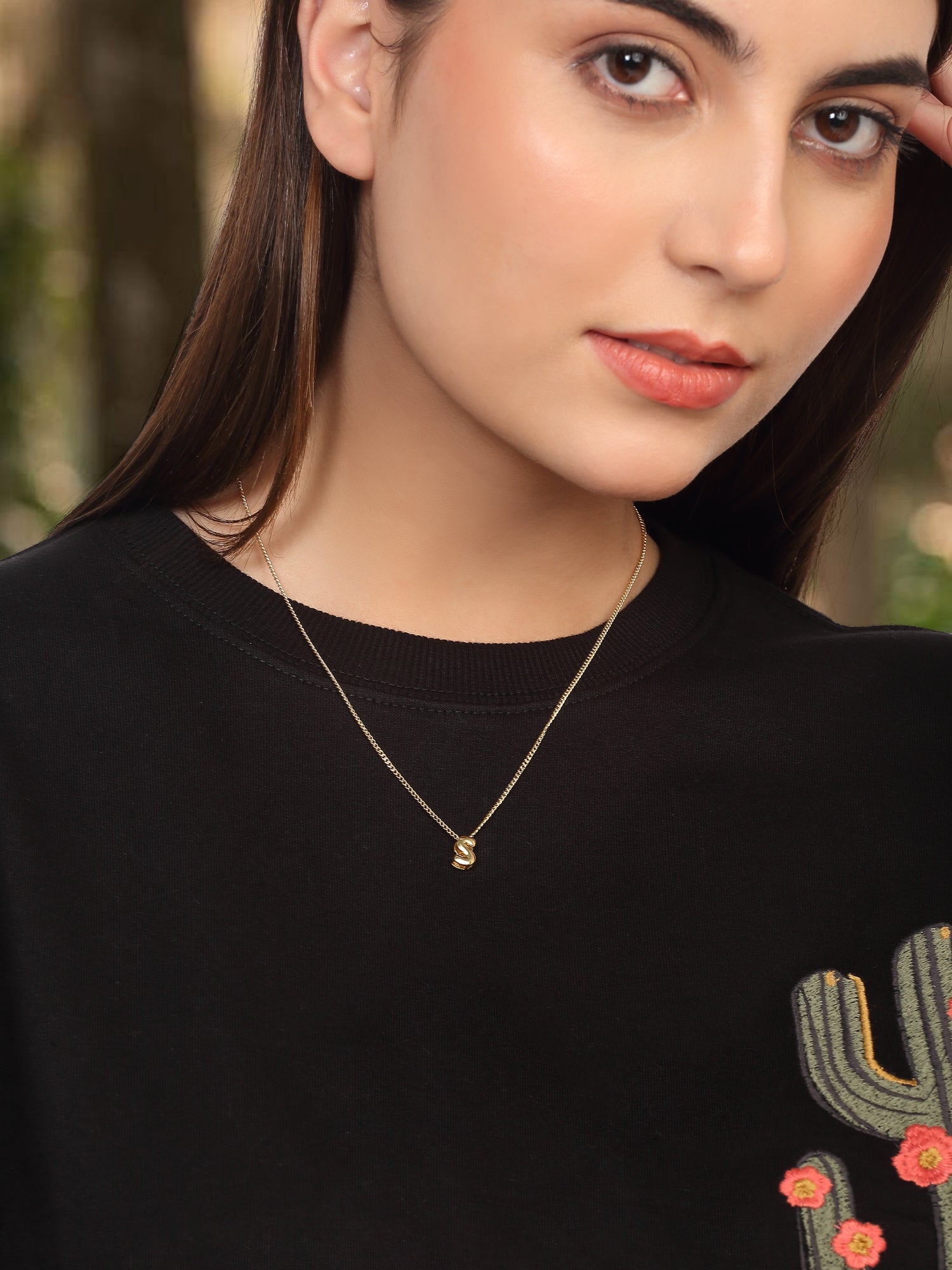 18k Gold-Plated Bubble Letter Initial Pendant Necklace (A–Z)