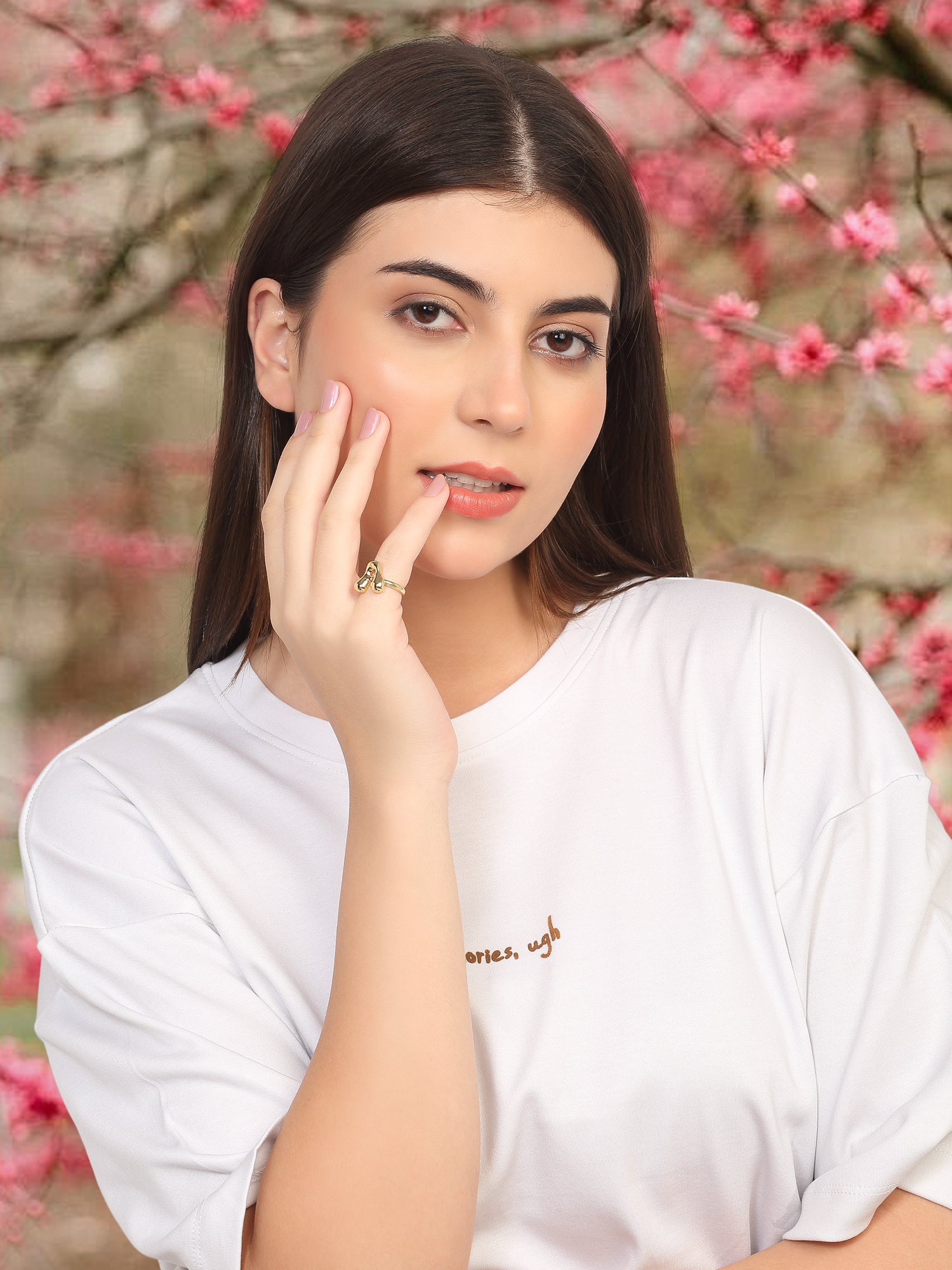 18k Gold-Plated Bubble Letter Adjustable Ring
