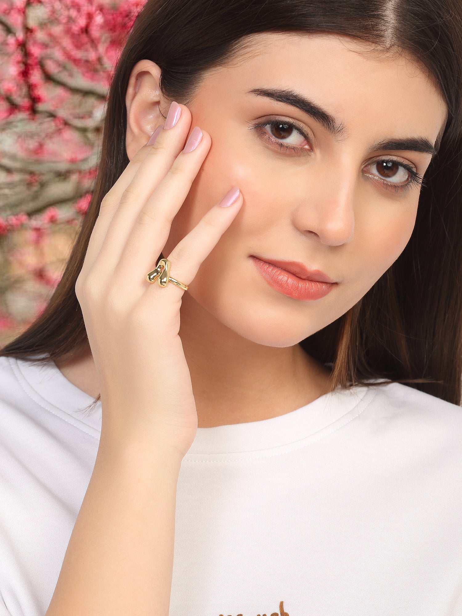 18k Gold-Plated Bubble Letter Adjustable Ring
