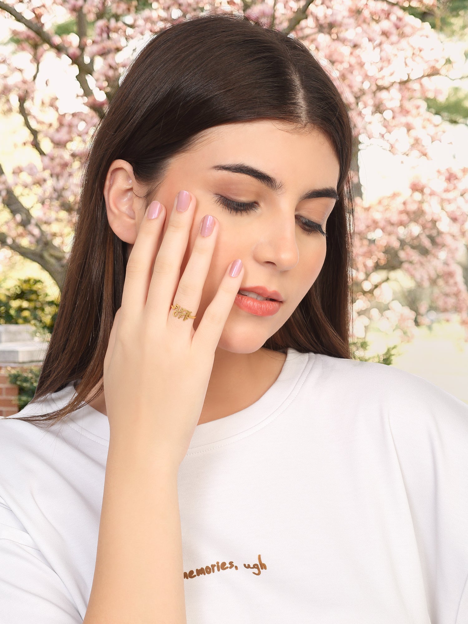 18k Gold-Plated "Fuck Off" Adjustable Ring