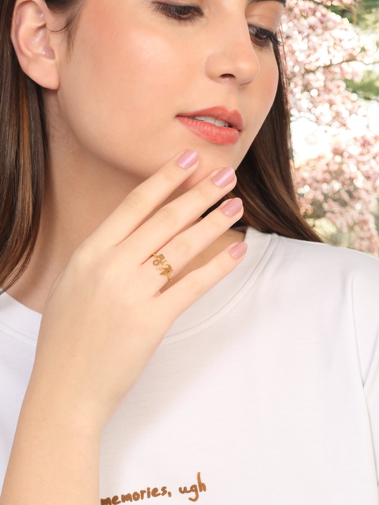 18k Gold-Plated "Fuck Off" Adjustable Ring