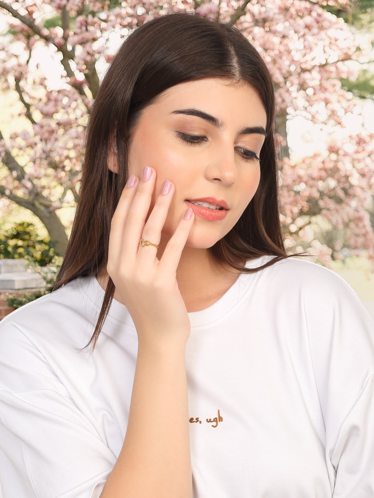 18k Gold-Plated Adjustable Heart Hands Ring