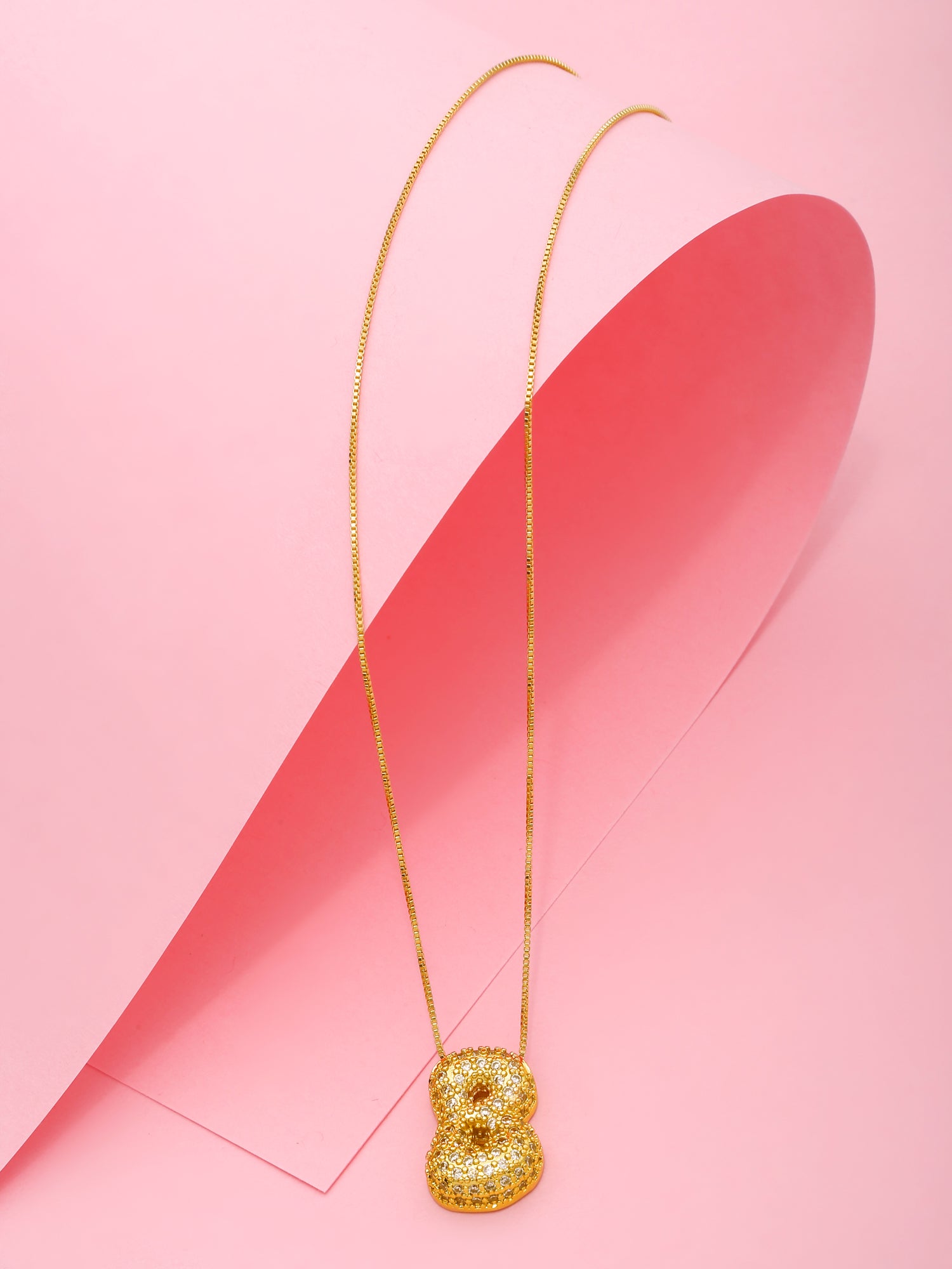 CZ Zirconia Bubble Letters Pendant Necklace