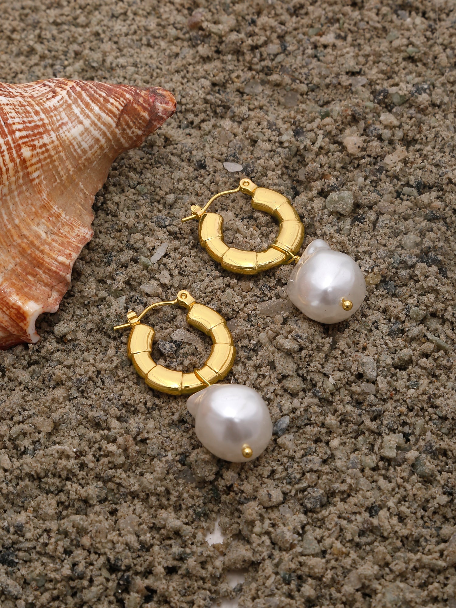 Faux Pearl Hoop Earrings