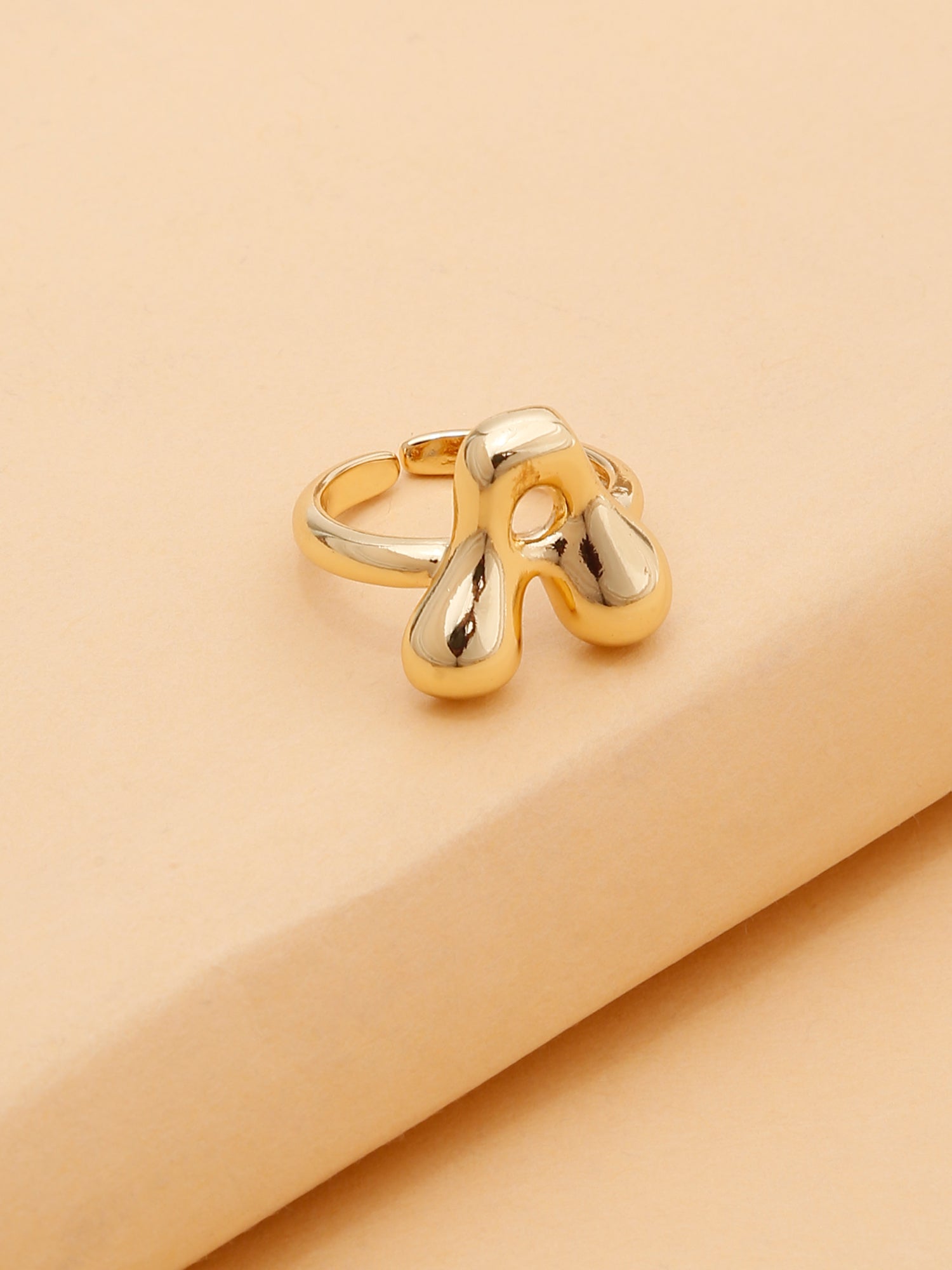 Bubble Cute Initial Letter Ring – Adjustable A–Z Band