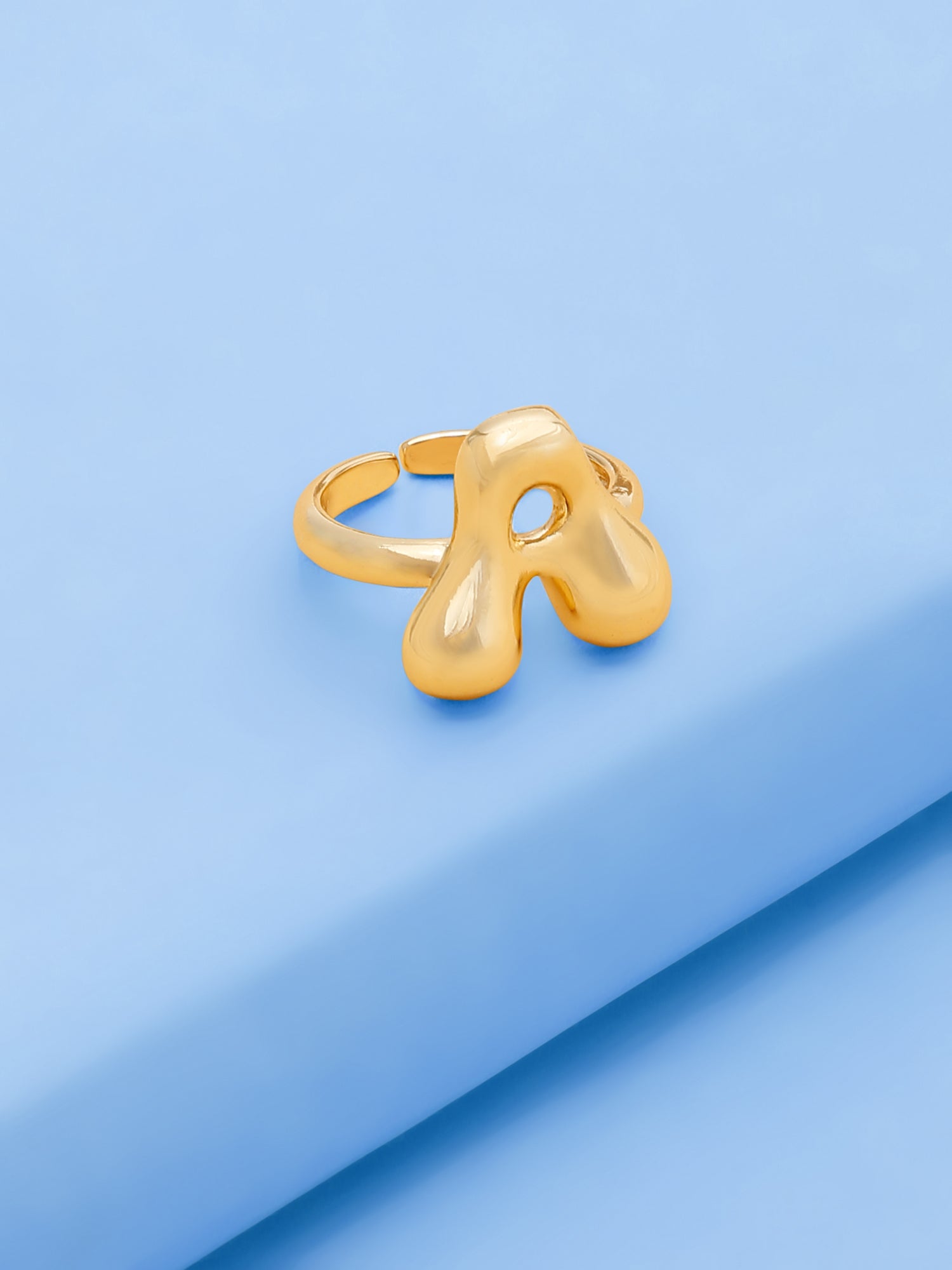 18k Gold-Plated Bubble Letter Adjustable Ring