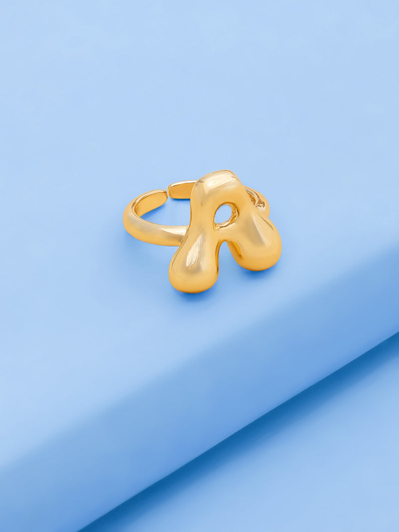 18k Gold-Plated Bubble Letter Adjustable Ring