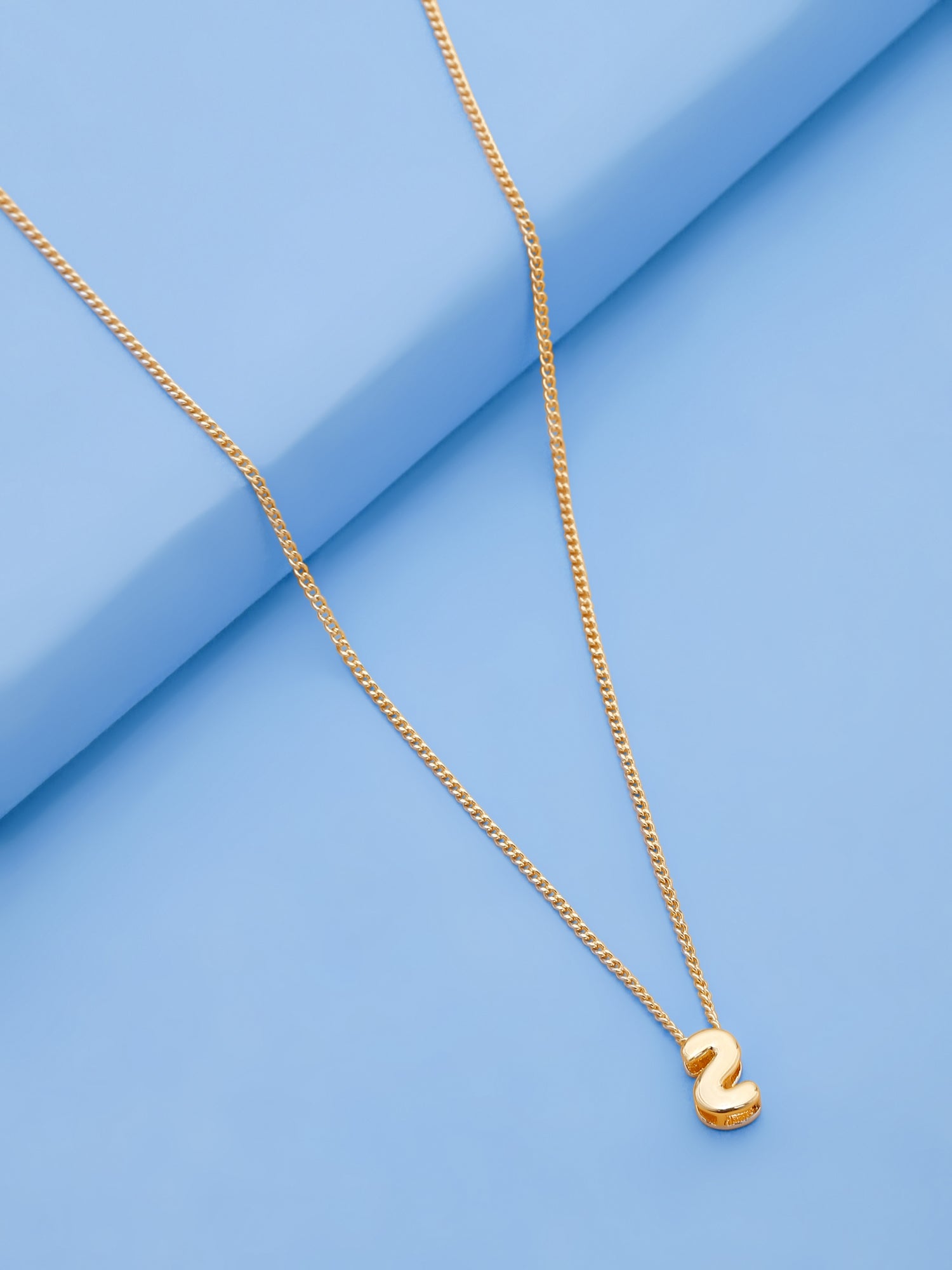 18k Gold-Plated Bubble Letter Initial Pendant Necklace (A–Z)