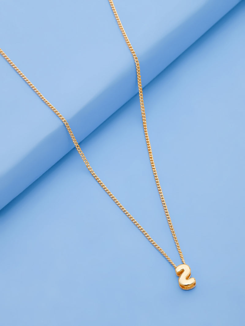 18k Gold-Plated Bubble Letter Initial Pendant Necklace (A–Z)