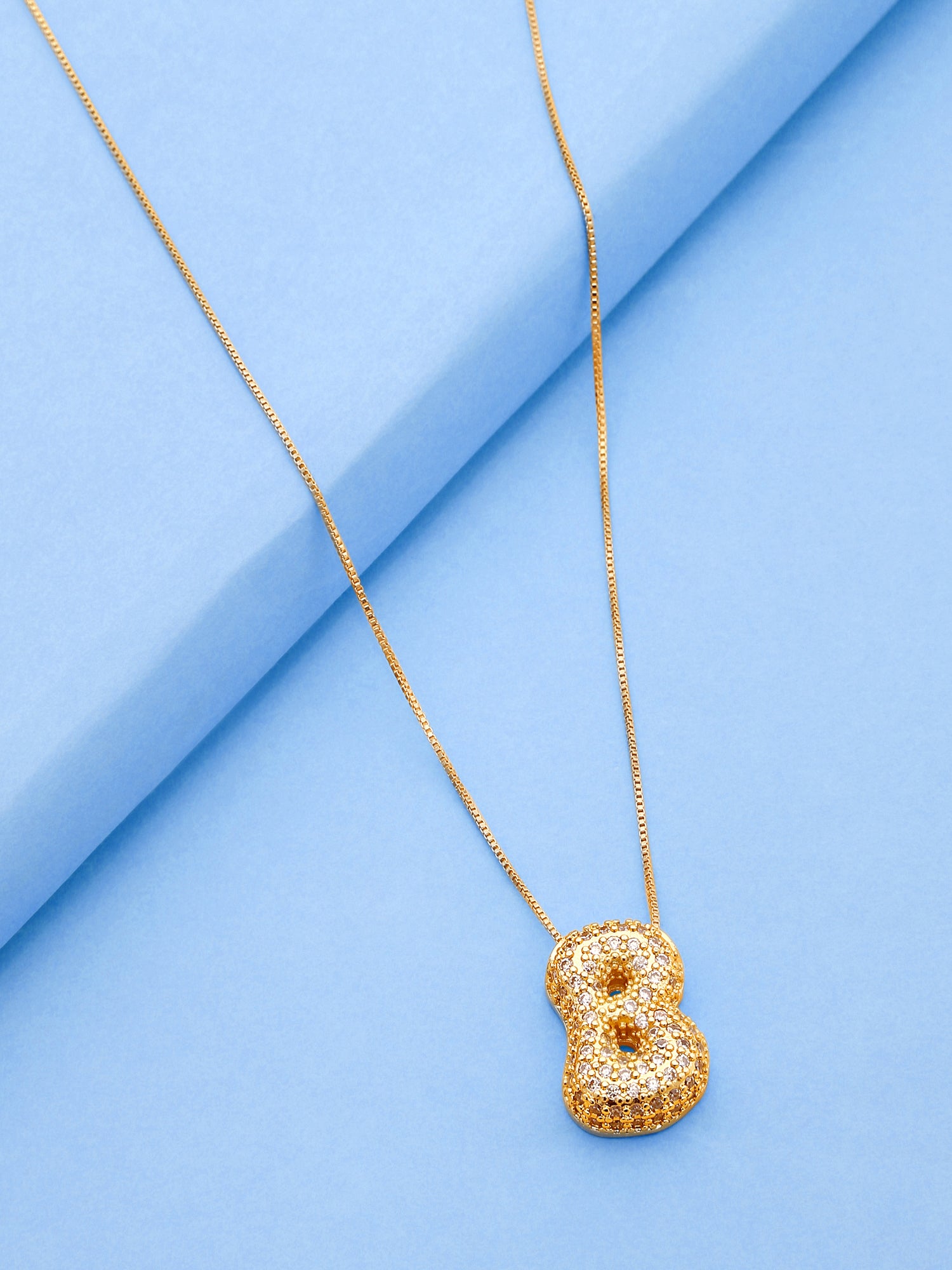 18k Gold-Plated Shiny Bubble Letter Pendant Necklace